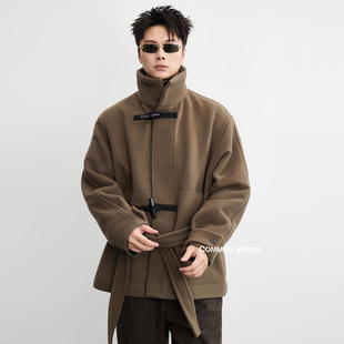 牛角扣粗呢立领双面呢大衣 短款 COM25AW lemParis澳洲进口羊毛