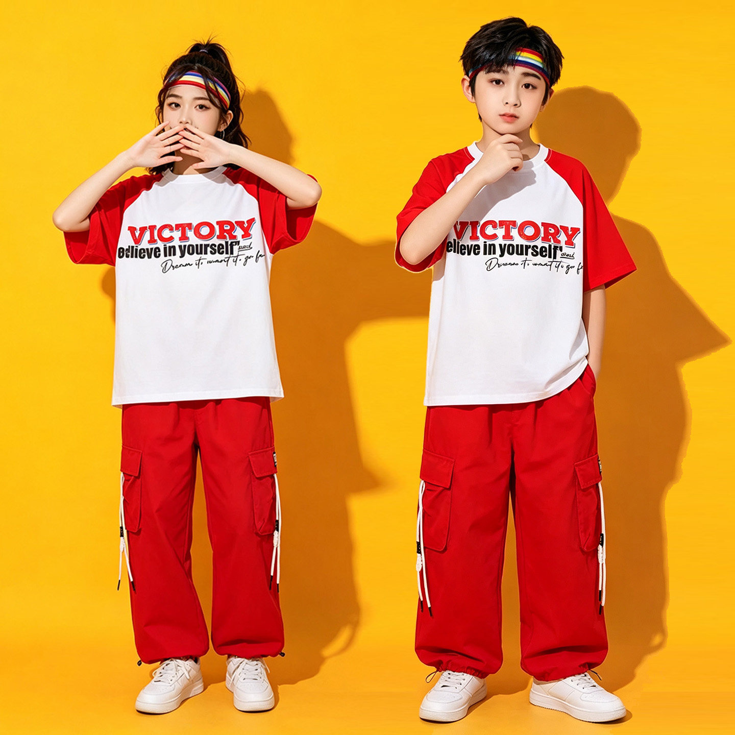 夏季六一儿童潮酷练功服嘻哈少儿hiphop街舞演出服小学生运动会服