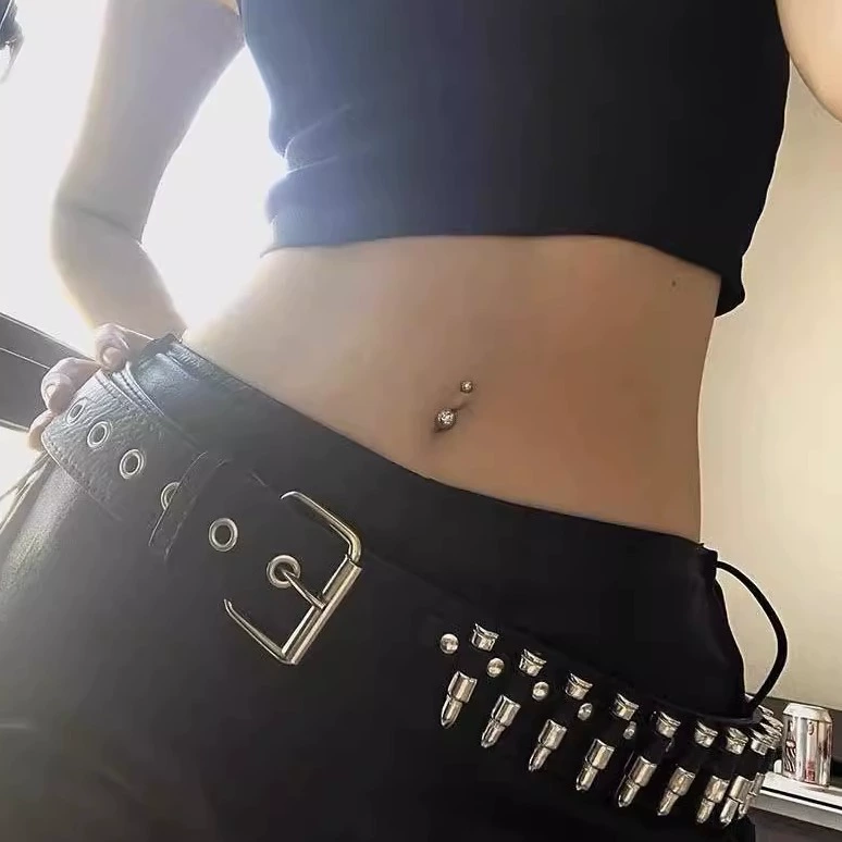 小众朋克哥特暗黑金属子弹牛仔裤潮流腰带亚文化y2k辣妹装饰皮带
