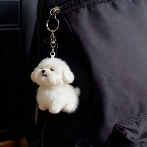 超萌15cm比熊犬毛绒挂件仿真狗狗玩具公仔生日礼物钥匙扣可爱