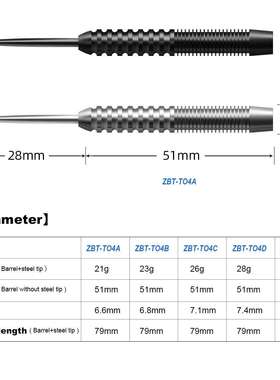 CyeeLife 3pcs 单筒 21 23克 26 28 30g 90%钨钢硬式钢针飞镖 2BA