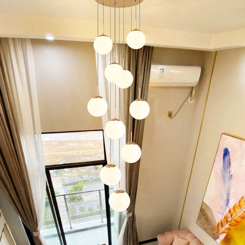 复式楼长吊灯楼梯间轻奢简约现代小loft公寓挑空别墅中空客厅大灯