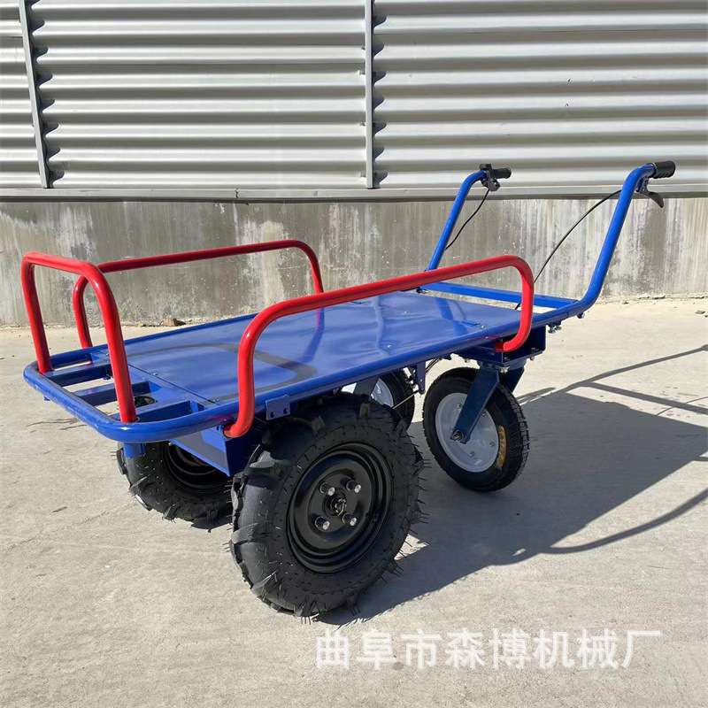 物流园厂房拉货运输电动手推车四轮小型手推平板车家用爬坡搬运车