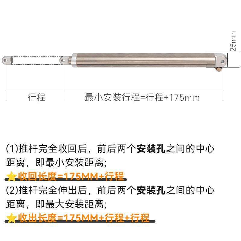 笔式推杆25mm管径微型电动推杆直线推杆源头工厂12V24V电伸缩杆