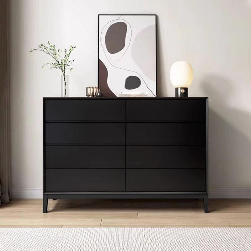 意式极简实木八斗柜卧室床尾柜轻奢黑色家用客厅靠墙抽屉收纳柜