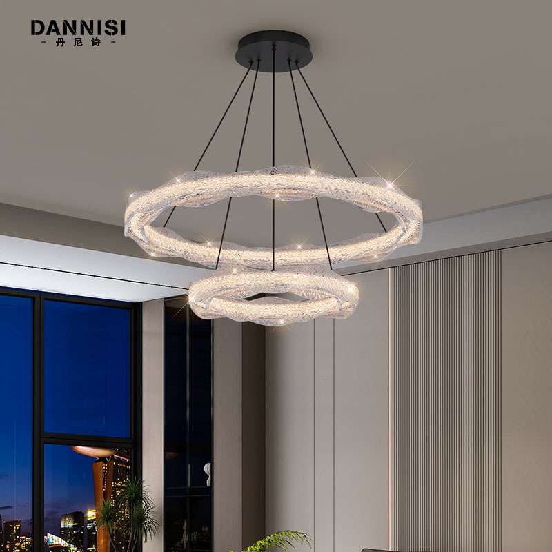 意式极简客厅吊灯铂晶树脂现代轻奢大气环形全光谱护眼新款餐厅灯