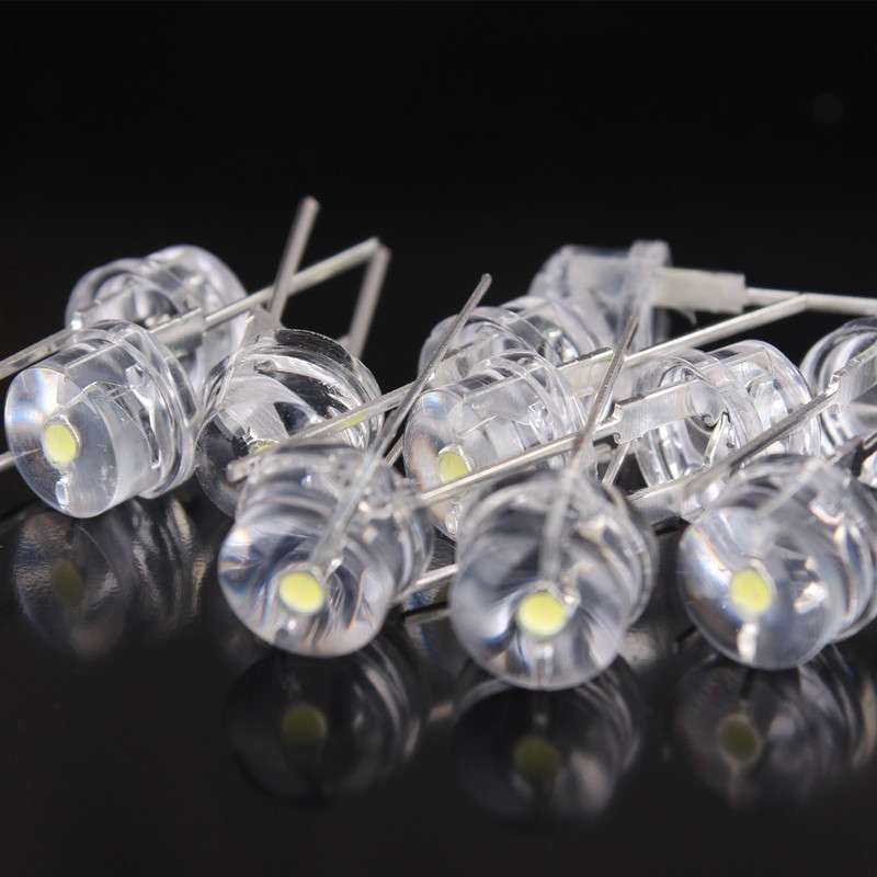 直插式高亮手电筒LED灯珠8MM直插发光二极管0.75W白光F8草帽白灯