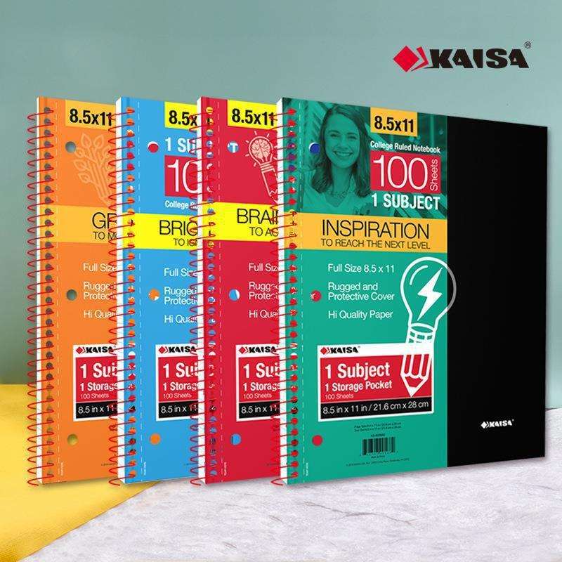 凯萨灵感本三孔线圈笔记本 PP封面带分页插袋带易撕线多科目