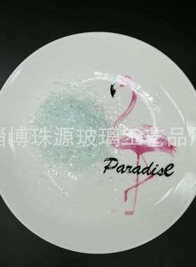 地坪装饰造景绿色砂水族造景石微观透明浅绿颗粒碎玻璃钴蓝玻璃沙