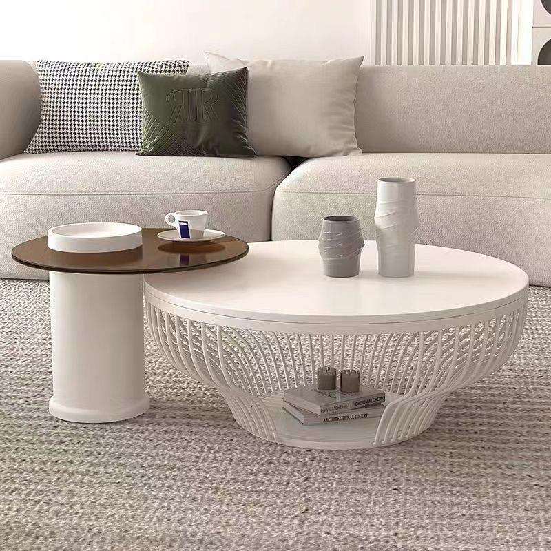 创意茶几小户型圆形客厅家用网红组合奶油矮桌简约小桌子现代新款