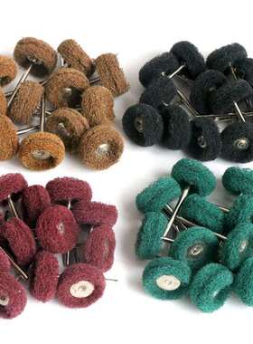 3/2.35mm/25mmT型百洁布迷你刷黑色尼龙磨头灰色抛光带柄纤维磨头