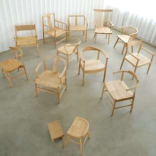 简约时尚 白蜡木实木座太师圈椅带靠背扶手茶桌主椅餐厅书房牛mω