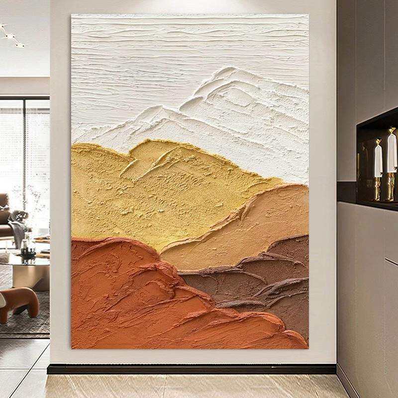 大芬油画村装饰画现代简约客厅玄关走廊挂画手绘油画《日照金山》