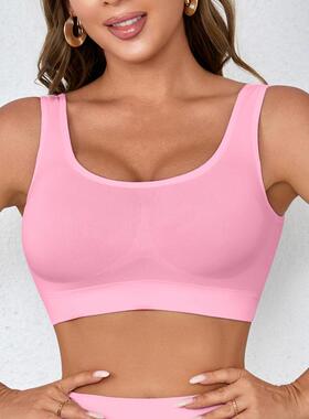 TEMU外贸秋季新款 Women's Lingerie 无缝高弹运动文胸透气无衬垫