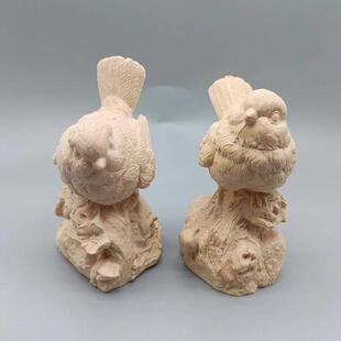 慧仙旺大叶黄杨木刻喜上眉梢实木花鸟喜鹊小鸟可爱家居书房装饰品
