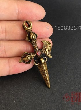 极速实心纯铜镶钻金刚杵挂件 尼泊F尔佛十字架金刚杵吊坠钥匙扣
