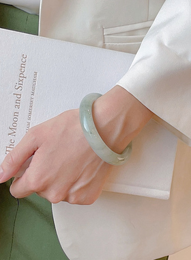 极速玉石不知春天山翠手镯新疆天然冰种飘花圆条T少女玉镯子生日