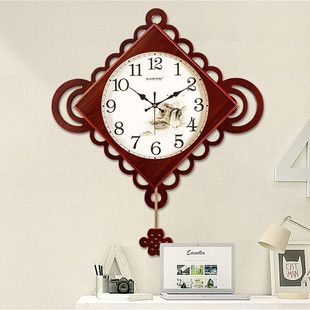 极速凯恩斯(KgAIENSI)木质挂钟客厅新中式创意时钟中国风卧室静