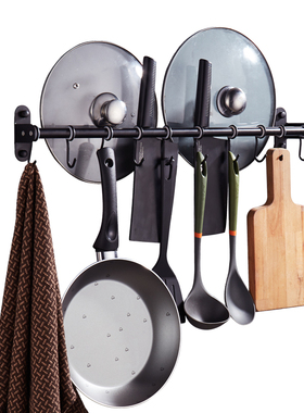 极速黑色304不锈钢厨房挂架免打孔挂杆壁挂N挂钩厨卫置物架五金挂