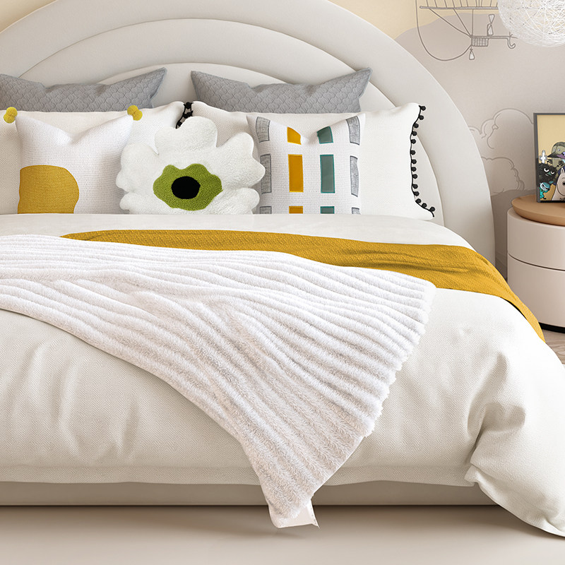 极速儿童房d样板间床上用品黄绿色调可爱女孩房公主风高端样板房