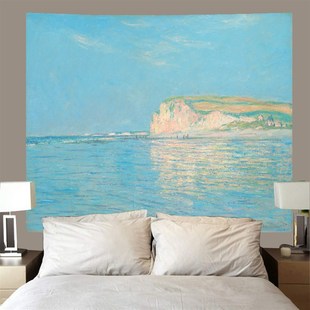 极速莫奈油画睡莲挂布ins背景布宿舍床头装 复古卧 饰挂毯墙W布美式