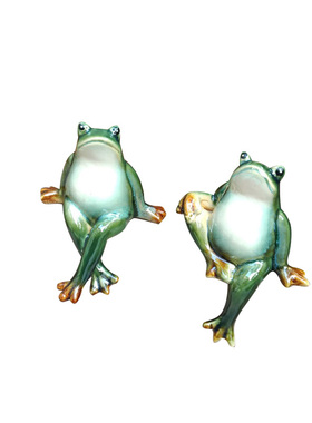 极速创意陶瓷情侣青蛙一s对工艺礼品摆饰家居花园阳台装饰品摆件