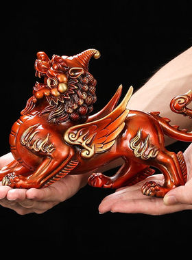 极速汉京铜貔貅摆件一对r办公室招财开业乔迁礼品家居客厅玄关酒