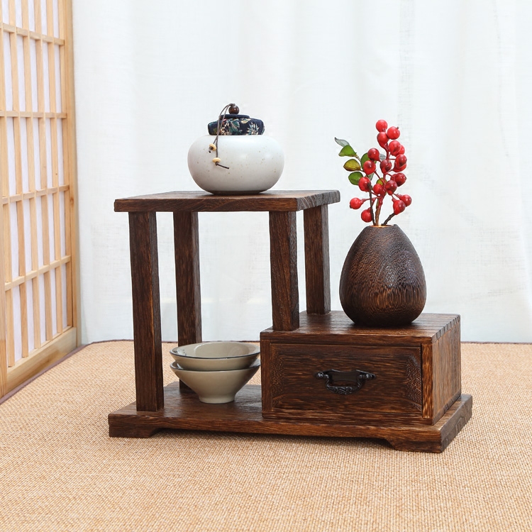 极速烧桐实木小博古架子多宝格桌面置物架摆设功夫茶.具茶杯收纳