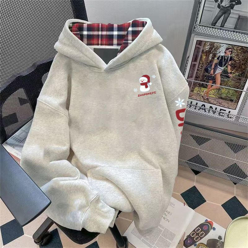 ZHAP重磅格子连帽卫衣女秋冬款