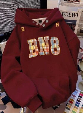 ZHAP重磅纽扣新款连帽卫衣女秋冬款通勤休闲欧美风加绒加厚上衣潮