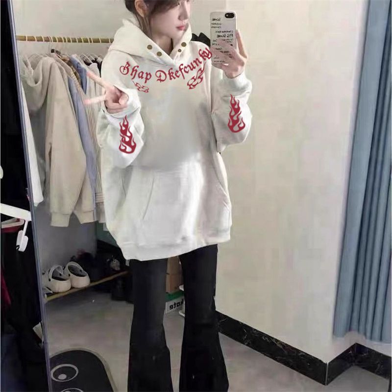 ZHAP重磅纽扣新款连帽卫衣女秋