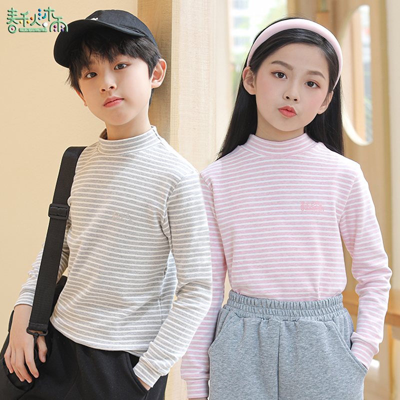 春秋沐雨中领休闲长袖彩棉T恤