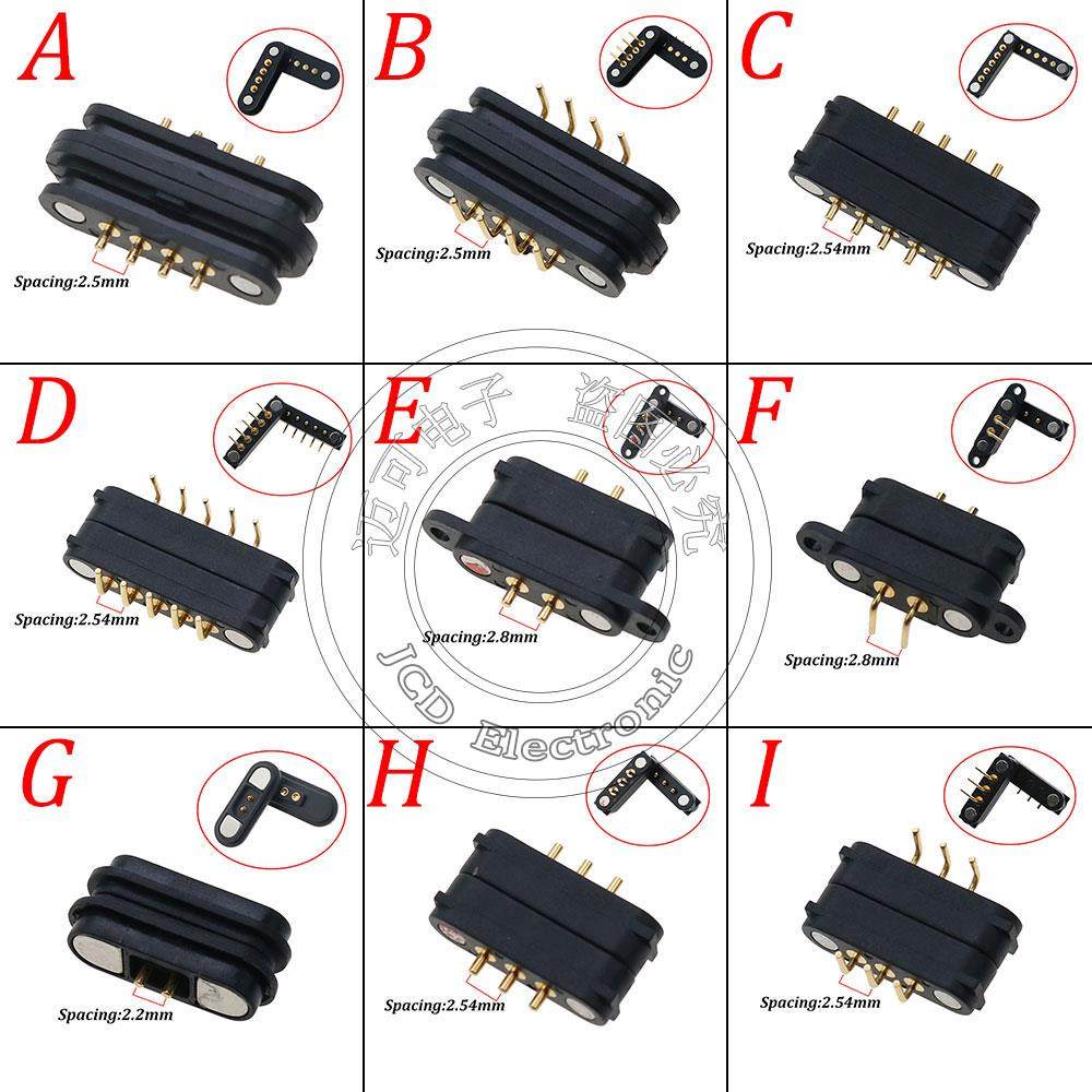 2P 3P 4P 5P 公母座 POGO PIN 弹簧顶针大电流磁吸防水连接器