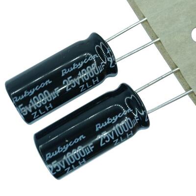 20祇红宝石25V1000uf电解电容器ZLH高频低阻长寿命10*20脚距5mm