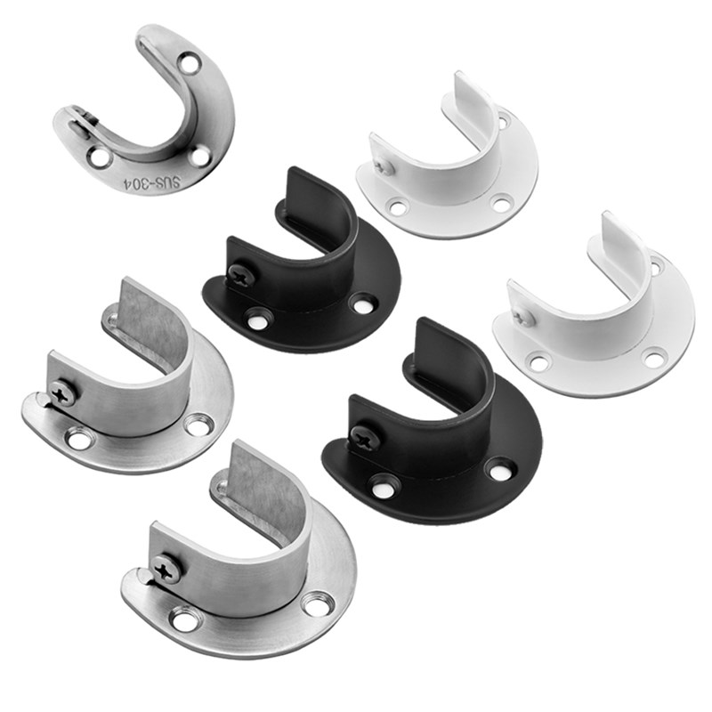 25-32mm衣柜挂衣杆固定托座开口法兰座不锈钢管座晾衣杆托架底座