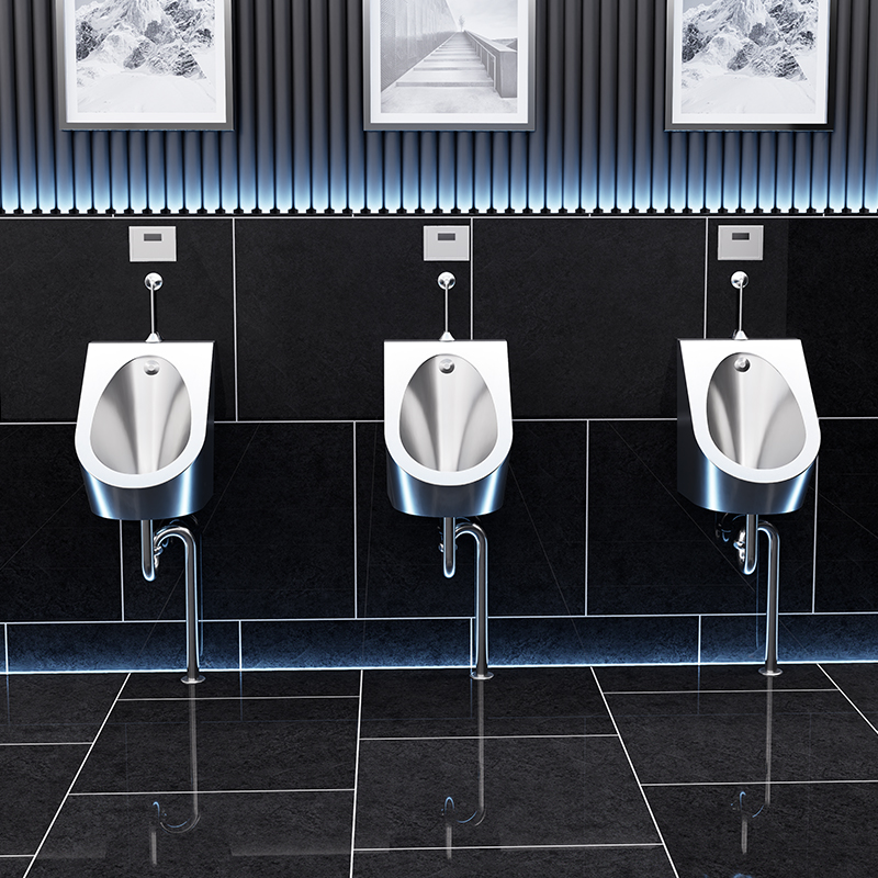304不锈钢小便斗酒吧TV厕间感应小便池卫生所一体挂墙式小便器
