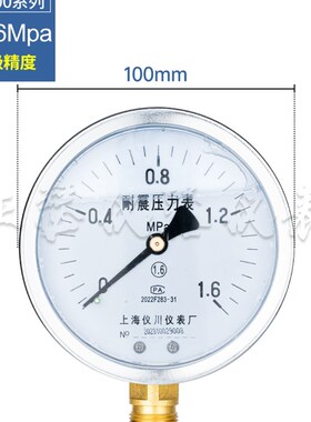 耐震压力表 YN60/100 油压水压气压液压抗震表 0-1/1.6/2.5/40mpa