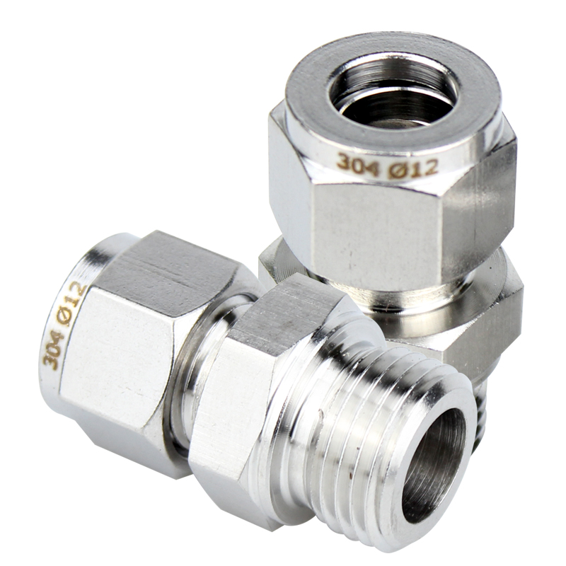 304不锈钢单双卡套式直通终端接头气源仪表铜管钢管M5 M6 M10螺纹