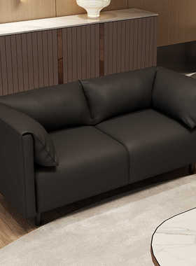 北欧轻奢公寓小户型黑色办公室美容院酒店接待现代简约双人小沙发