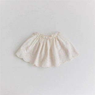 女宝宝蕾丝镂空甜美短裙罩裙女W童夏季 婴儿裙子半身裙春夏装 半身