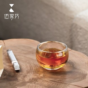 伍家坊耐热水晶玻璃茶杯透明主人杯家用创意大容量禅寂杯茶具礼盒