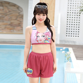 分体式 胖MM微胖女孩保守遮肉温泉乐园学生少女可爱三件套 泳衣大码