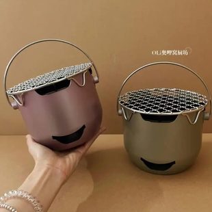 户外烧烤不锈钢围炉韩式 煮小家用炉迷你便携式 烤肉茶橄榄酒精碳炉