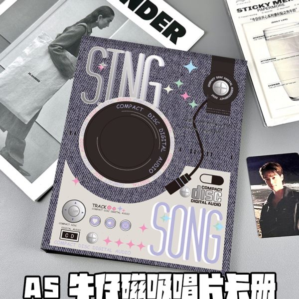 高级A5牛仔ins寸唱片豆册硬壳磁吸卡册3镂空小卡相册留声机收纳爱