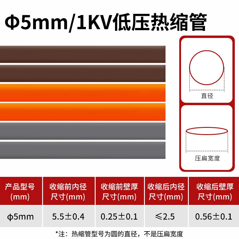 橙色灰色棕色热缩管绝缘套管加厚热收缩管电工接线黑色电线保护套