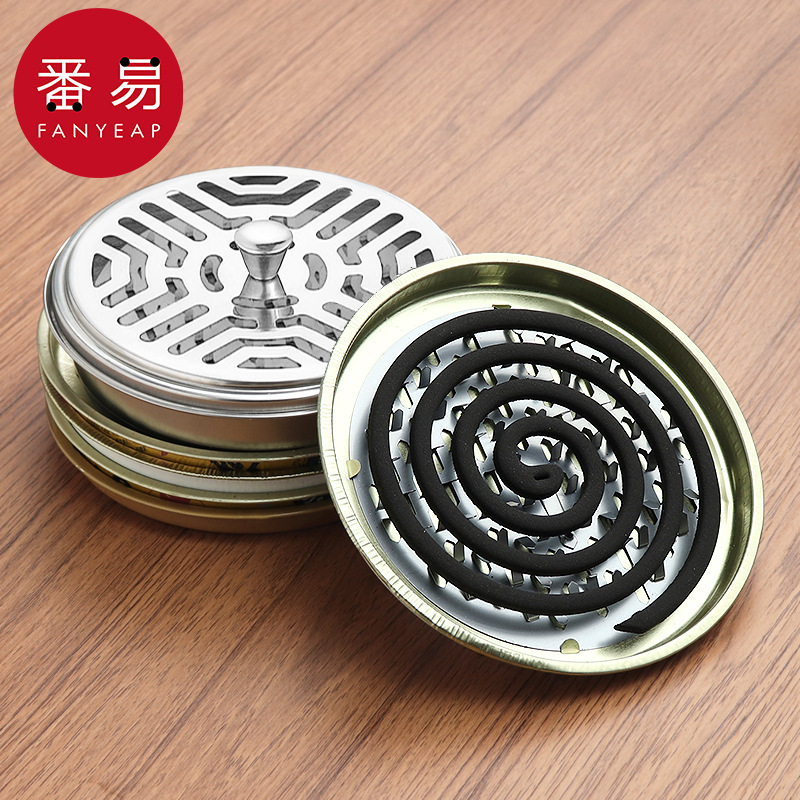 蚊香托盘A1pq801-不锈钢蚊香盒家用带盖防火防烫接灰创意香炉户