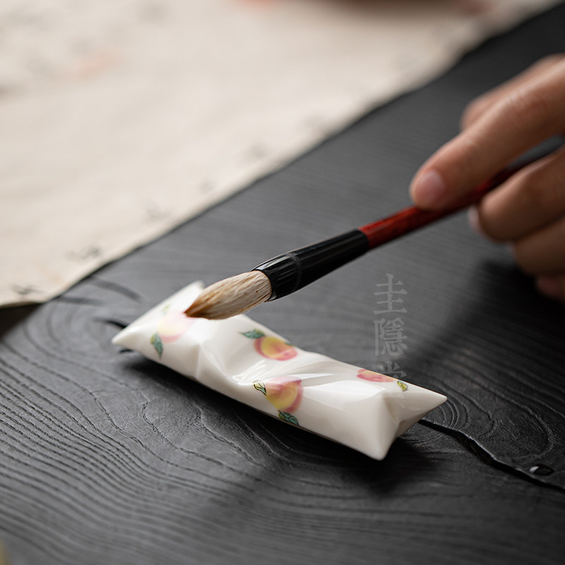 圭隐堂创意手工白瓷茶壶盖置茶枕家用书房笔搁笔架功夫茶道零配件