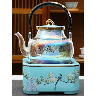 网红自动煮茶器金银烧耐高温玻璃茶壶精品陶瓷电陶炉蒸汽蒸茶家用