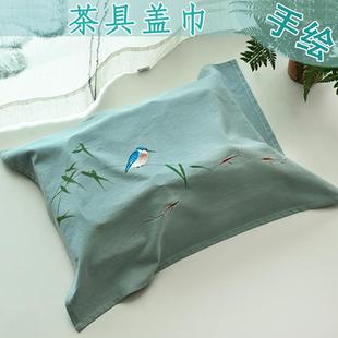 棉麻盖巾遮盖茶桌茶盘家用长方形布艺防尘布 手绘茶具盖布沙发中式