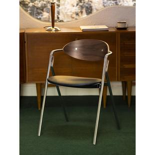 致家家居 可奈椅 实木不锈钢椅子靠背椅轻奢高级钢管椅家用餐椅